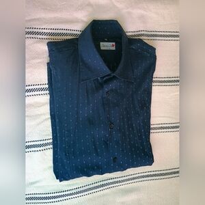 Asso di Cuori Navy Italian Dress Shirt XL Fits Like Medium